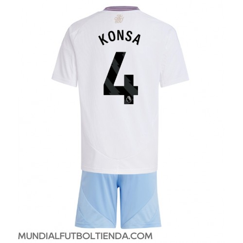 Camiseta Aston Villa Ezri Konsa #4 Segunda Equipación Replica 2024-25 para niños mangas cortas (+ Pantalones cortos)